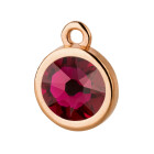 Colgante oro rosa 10mm con piedra de cristal en Ruby 7mm 24K chapado oro rosa
