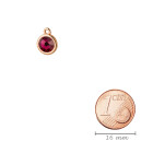 Pendant rose gold 10mm with Crystal stone in Ruby 7mm 24K rose gold plated