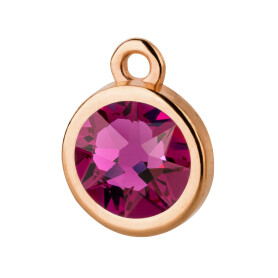 Pendant rose gold 10mm with Crystal stone in Fuchsia 7mm...