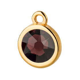 Pendant gold 10mm with Crystal stone in Burgundy 7mm 24K...