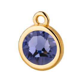 Pendant gold 10mm with Crystal stone in Tanzanite 7mm 24K...