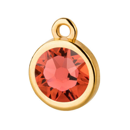 Pendant gold 10mm with Crystal stone in Padparadscha 7mm 24K gold plated