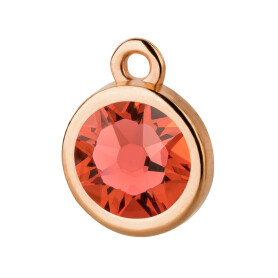 Pendant rose gold 10mm with Crystal stone in Padparadscha 7mm 24K rose gold plated