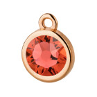 Pendant rose gold 10mm with Crystal stone in Padparadscha 7mm 24K rose gold plated