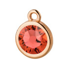 Colgante oro rosa 10mm con piedra de cristal en Padparadscha 7mm 24K chapado oro rosa