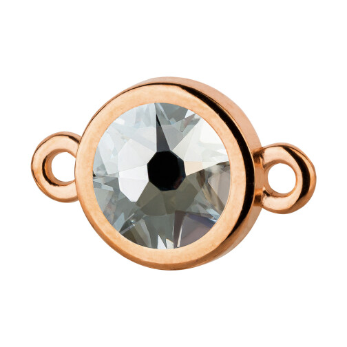 Connector rose gold 10mm with Crystal stone in Crystal Blue Shade 7mm 24K rose gold plated