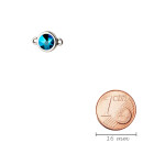 Verbinder antik silber 10mm mit Kristallstein in Crystal Metallic Blue 7mm 999° antik versilbert