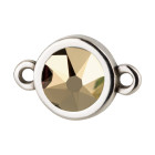 Connettore argento antico 10mm con cristallo in Crystal Metallic Lt Gold 7mm 999° argentato antico