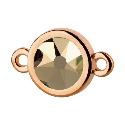 Conector oro rosa 10mm con cristal en Crystal Metallic Lt Gold 7mm chapado en oro rosa de 24K