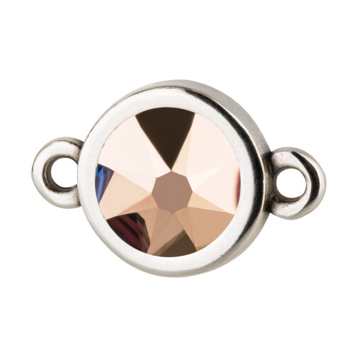 Bedel antiek zilver 10mm met kristallen steen in Crystal Rose Gold 7mm 999° antiek verzilverd