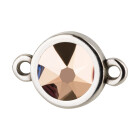 Bedel antiek zilver 10mm met kristallen steen in Crystal Rose Gold 7mm 999° antiek verzilverd
