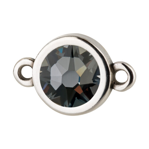 Connettore argento antico 10mm con pietra cristallo Crystal Silver Night 7mm 999° placcato argento