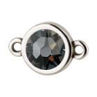 Connettore argento antico 10mm con pietra cristallo Crystal Silver Night 7mm 999° placcato argento