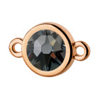 Bedel roségoud 10mm met kristallen steen in Crystal Silver Night 7mm 24K roségoud verguld