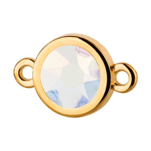 Bedel goud 10mm met kristallen steen in Crystal Transmission 7mm 24K verguld