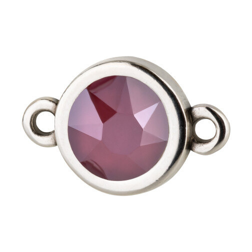 Connettore argento antico 10mm con cristallo in Crystal Dark Red 7mm 999° argentato antico