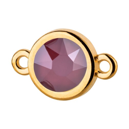 Connector goud 10mm met kristal in Crystal Dark Red 7mm 24K verguld