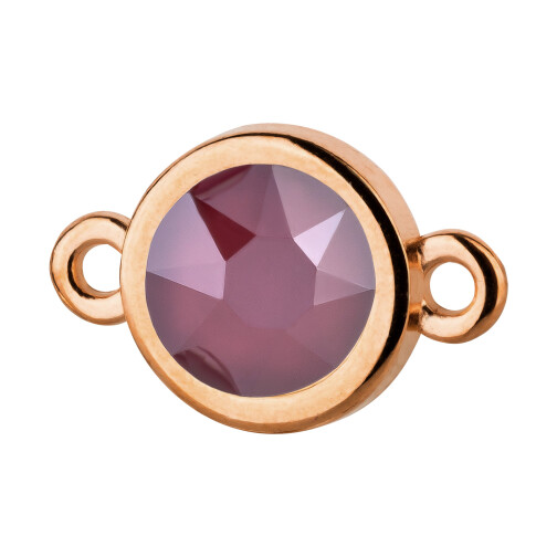 Verbinder rose gold 10mm mit Kristallstein in Crystal Dark Red 7mm 24K rose vergoldet