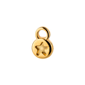Mini-Pendant Round with Star gold 6mm 24K gold plated