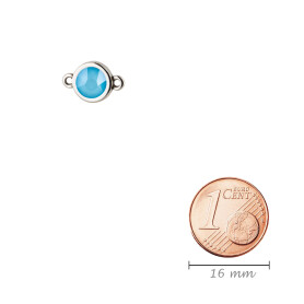 Connecteur argent antique 10mm avec un pierre de cristal Crystal Summer Blue 7mm 999° argenté