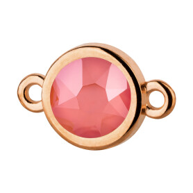 Connector rose gold 10mm with Crystal stone in Crystal Light Coral 7mm 24K rose gold plated