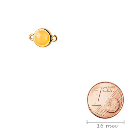 Verbinder gold 10mm mit Kristallstein in Crystal Buttercup 7mm 24K vergoldet