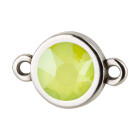 Connettore argento antico 10mm con pietra cristallo Crystal Lime 7mm 999° placcato argento