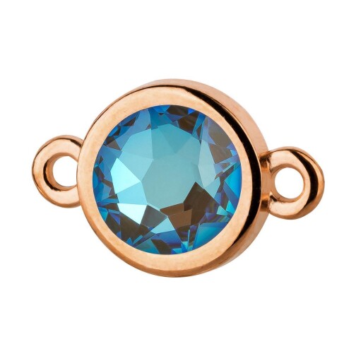 Connettore oro rosa 10mm con pietra cristallo Crystal Army Green DeLite 7mm 24K placcato oro rosa