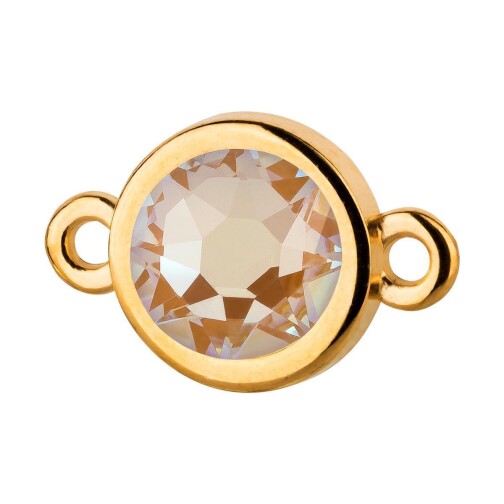 Bedel goud 10mm met kristallen steen in Crystal Ochre DeLite 7mm 24K verguld