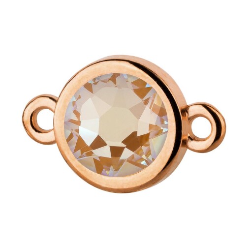 Connector rose gold 10mm with Crystal stone in Crystal Ochre DeLite 7mm 24K rose gold plated