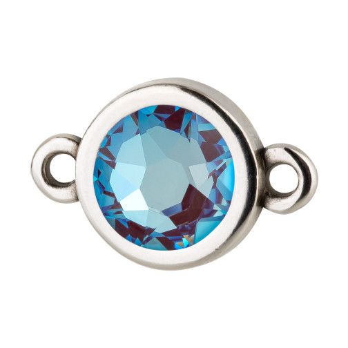 Connecteur argent antique 10mm avec cristal en Crystal Burgundy DeLite 7mm 999° argenté antique