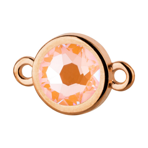 Bedel roségoud 10mm met kristallen steen in Crystal Peach DeLite 7mm 24K roségoud verguld