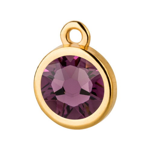 Pendant gold 10mm with Crystal stone in Iris 7mm 24K gold plated