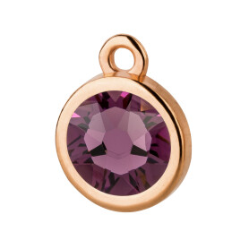 Pendant rose gold 10mm with Crystal stone in Iris 7mm 24K rose gold plated
