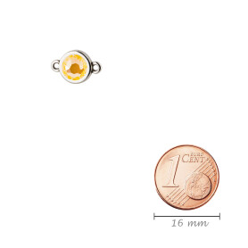 Connecteur argent antique 10mm avec un pierre de cristal Crystal Sunshine DeLite 7mm 999° argenté