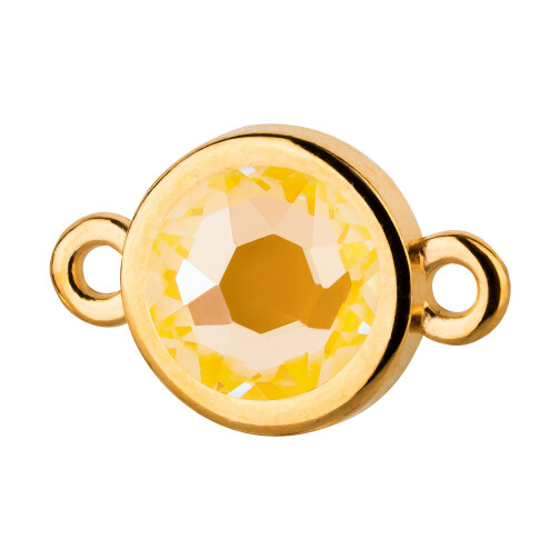 Verbinder gold 10mm mit Kristallstein in Crystal Sunshine DeLite 7mm 24K vergoldet