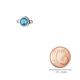 Connecteur argent antique 10mm avec un pierre de cristal Crystal Ocean DeLite 7mm 999° argenté