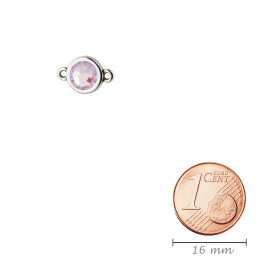 Connettore argento antico 10mm con pietra cristallo Crystal Lavender DeLite 7mm 999° placcato argento