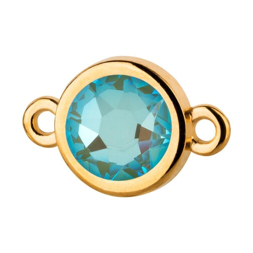 Connector gold 10mm with Crystal stone in Crystal Silky Sage DeLite 7mm 24K gold plated
