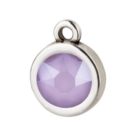 Pendant silver antique 10mm with Crystal stone in Crystal Lilac 7mm 999° antique silver plated