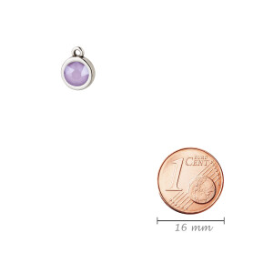 Pendentif argent antique 10mm avec un pierre de cristal Crystal Lilac 7mm 999° argenté