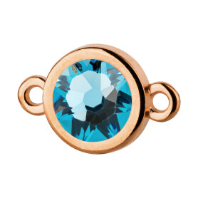 Connector rose gold 10mm with Crystal stone in Aquamarine 7mm 24K rose gold plated