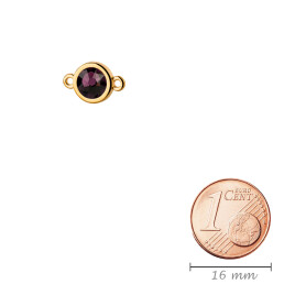 Connector gold 10mm with Crystal stone in Amethyst 7mm 24K gold plated