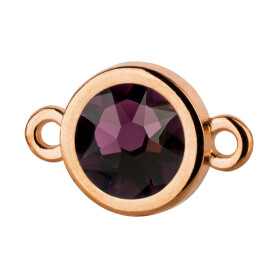 Connector rose gold 10mm with Crystal stone in Amethyst 7mm 24K rose gold plated