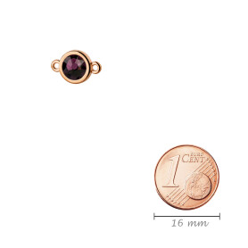 Connettore oro rosa 10mm con pietra cristallo Amethyst 7mm 24K placcato oro rosa