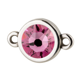 Connector silver antique 10mm with Crystal stone in Rose...