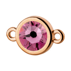 Connector rose gold 10mm with Crystal stone in Rose 7mm 24K rose gold plated
