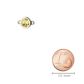 Connecteur argent antique 10mm avec un pierre de cristal Jonquil 7mm 999° argenté