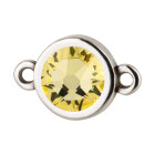 Bedel antiek zilver 10mm met kristallen steen in Jonquil 7mm 999° antiek verzilverd