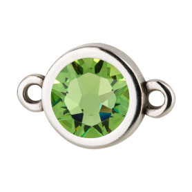 Connector silver antique 10mm with Crystal stone in Peridot 7mm 999° antique silver plated